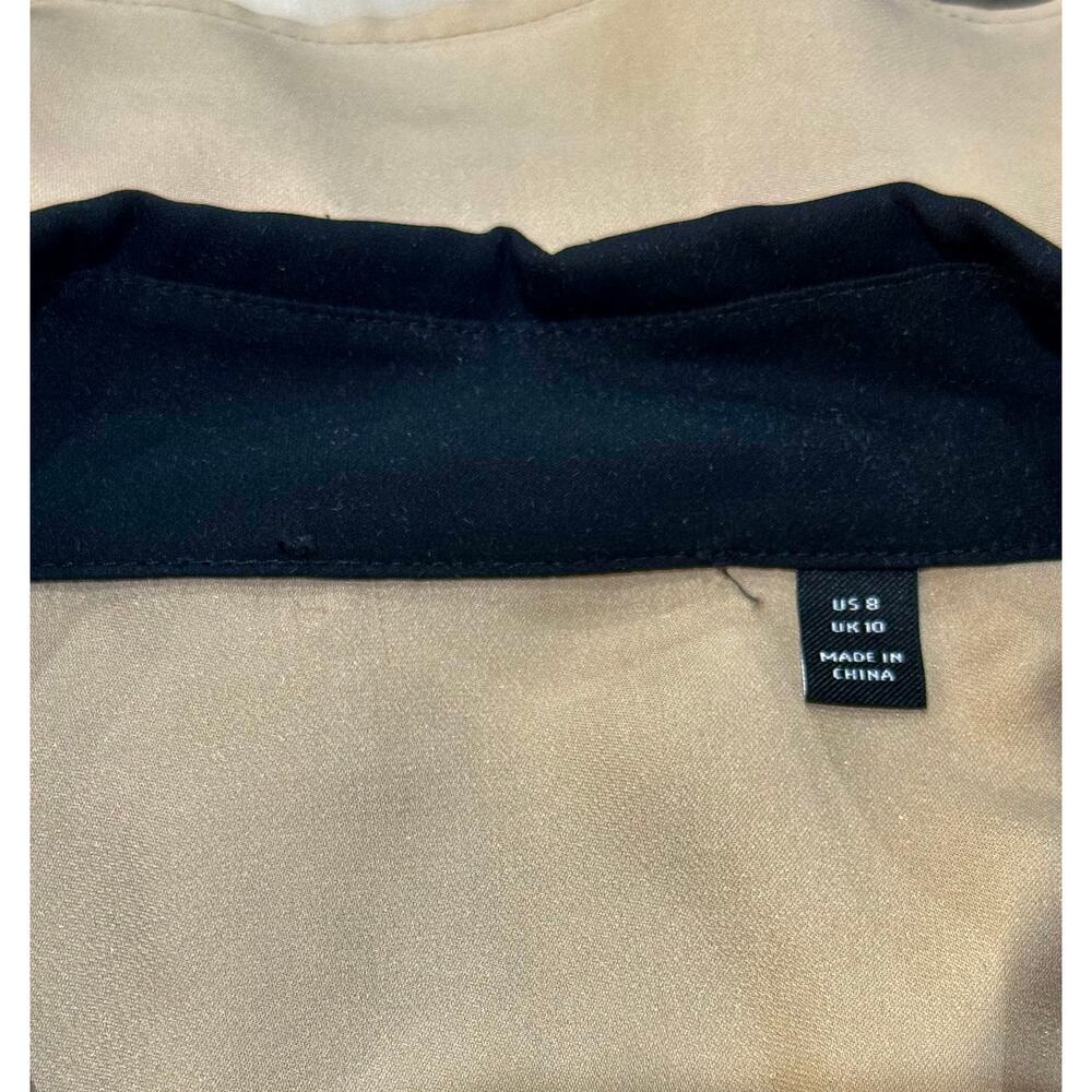 Carlisle Toffee and Black 100% Silk Button-Up Semi-Sheer Blouse Size 8 - Picture 6 of 7